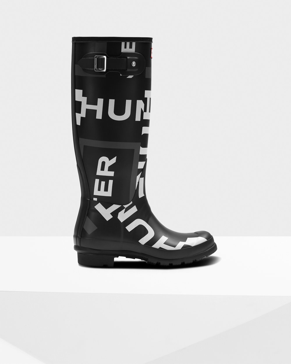 Hunter Original Exploded Logo Tall Rain Boots - Shop Online Womens Black - FKNGSX076